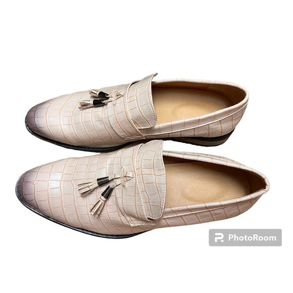 Men\'s Tan Crocodile Tassel Leather Trident Sole Shoes Size 10 EU 43 NEW main image 4